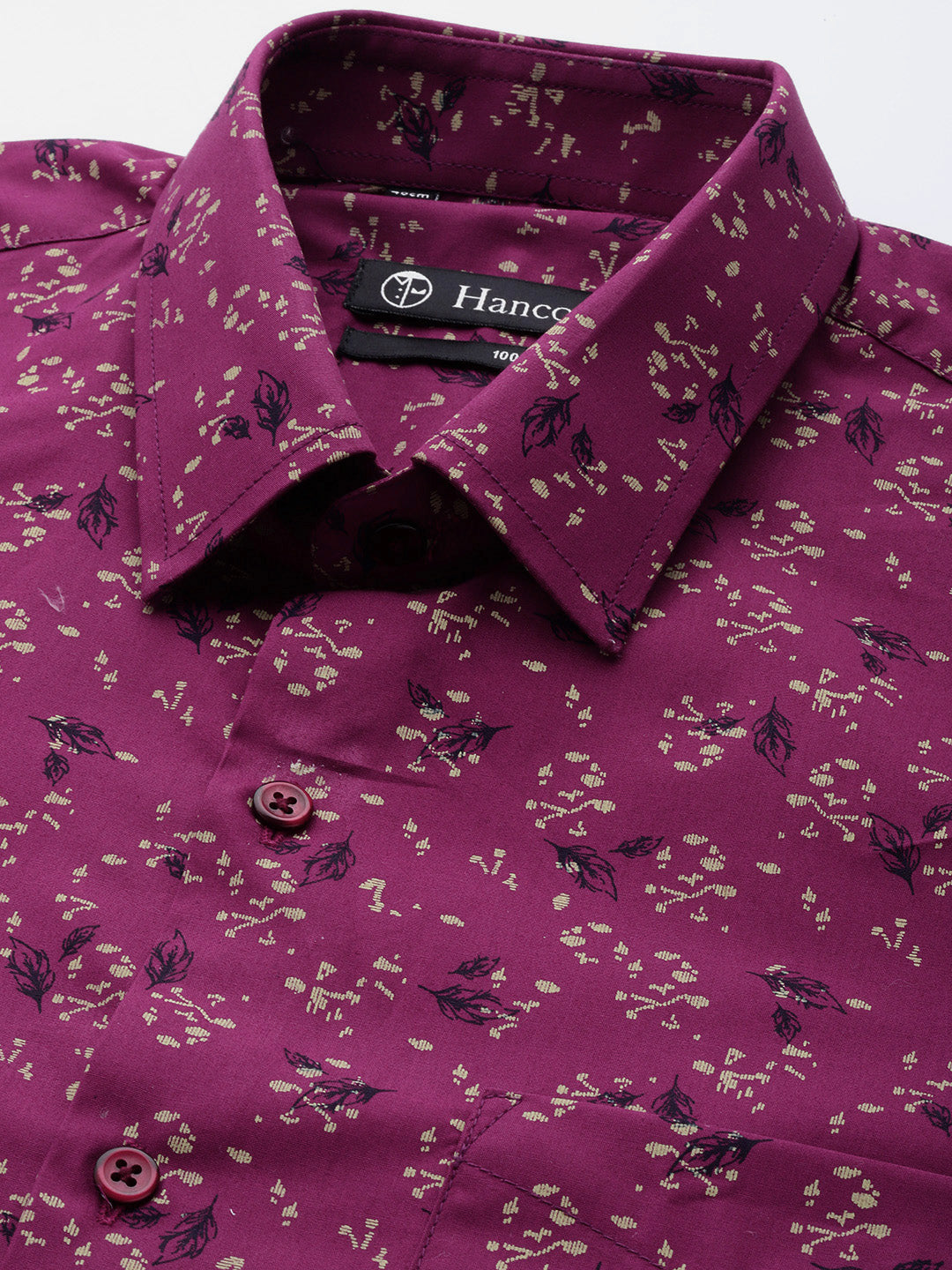 Hancock Men Purple Print Pure Cotton Slim fit Party Shirt Hancock Men Purple Print Pure Cotton Slim fit Party Shirt