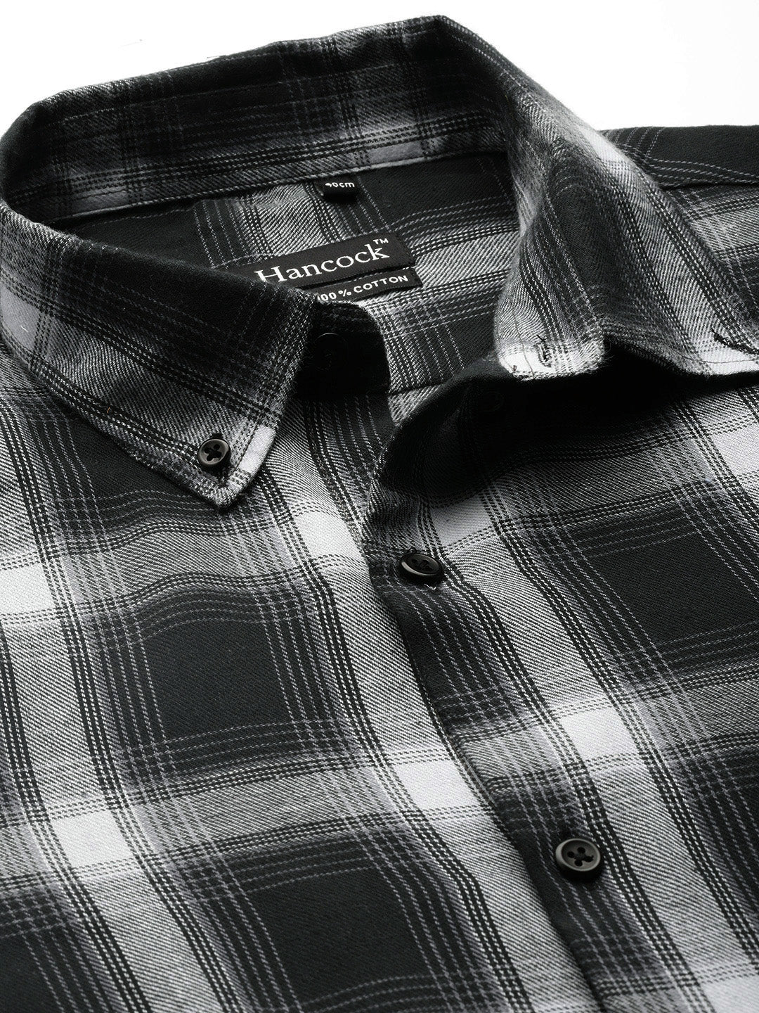 Men Black & Grey Checks Pure Cotton Slim fit Casual Shirt