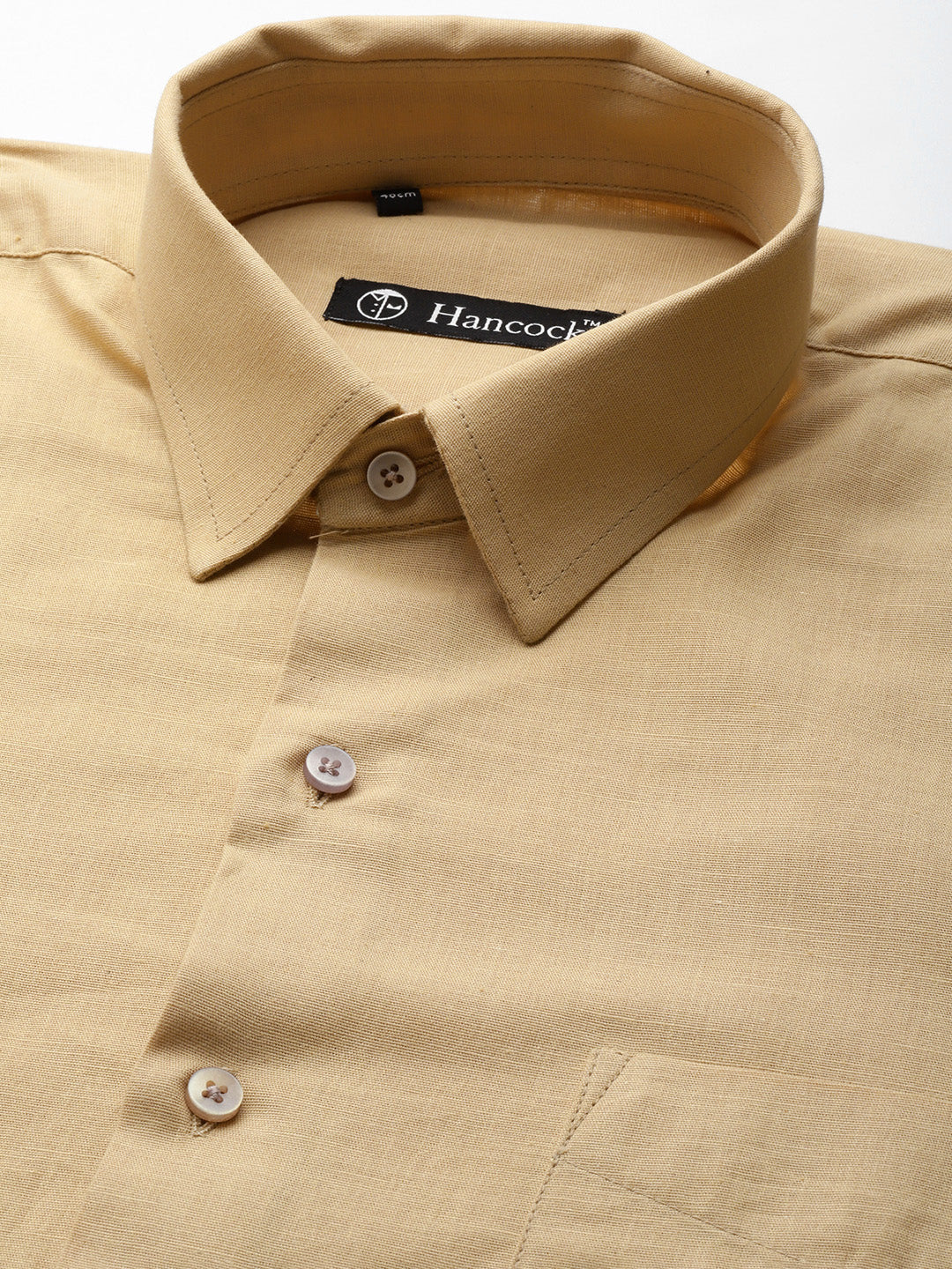 Men Beige Solid Linen Cotton Slim fit Formal Shirt