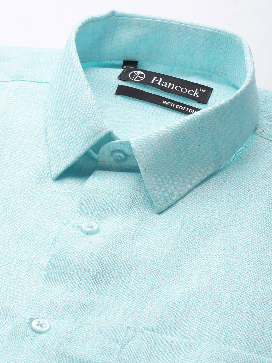 Men Sky Blue Solid Cotton Rich Slim fit Formal Shirt