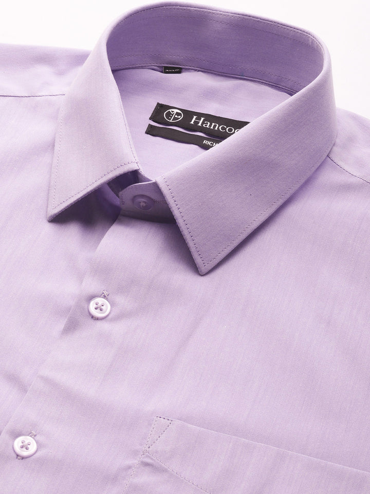 Men Purple Solid Cotton Rich Slim fit Formal Shirt