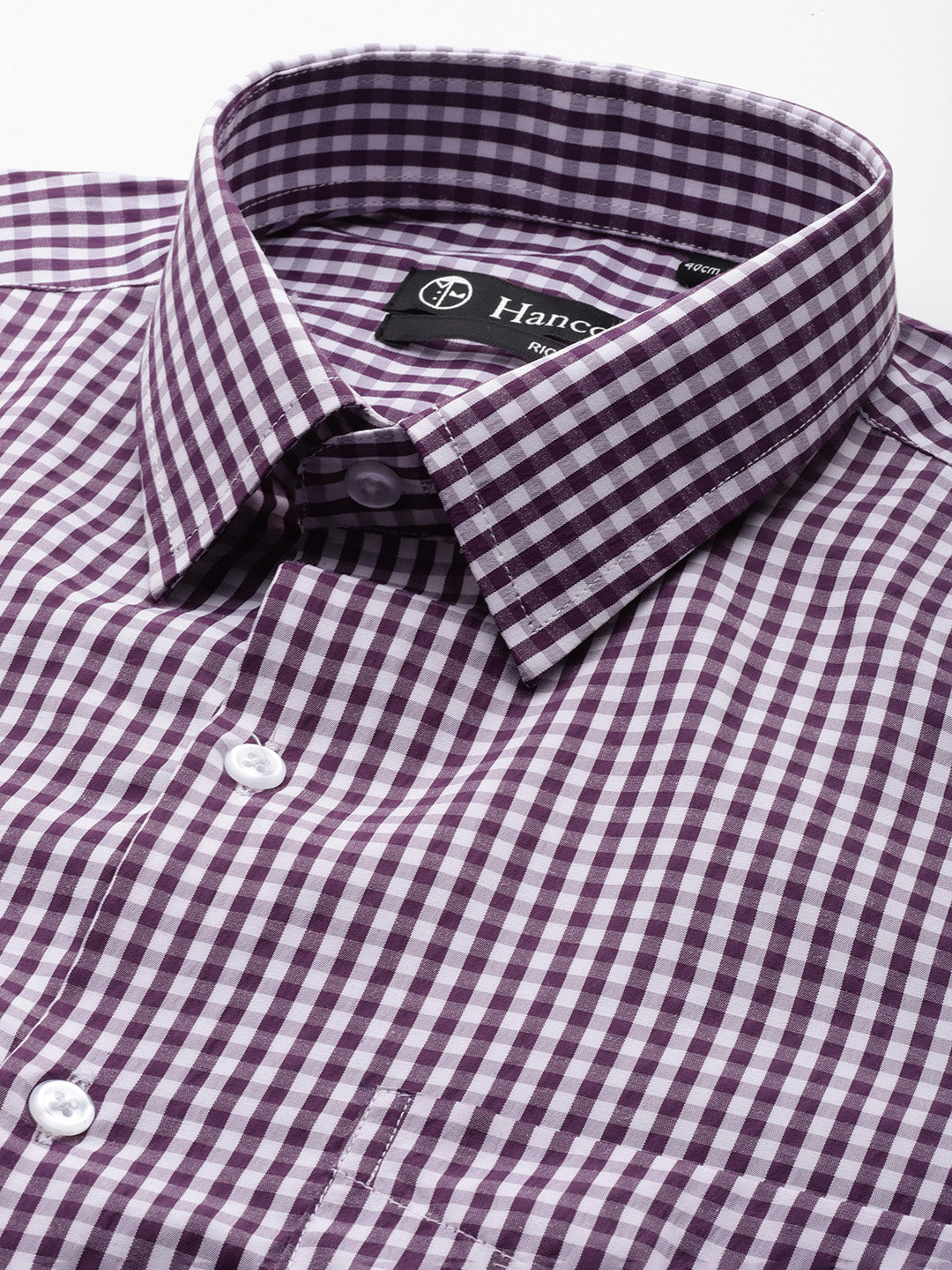 Men Purple Gingham Check Cotton Rich Slim fit Formal Shirt