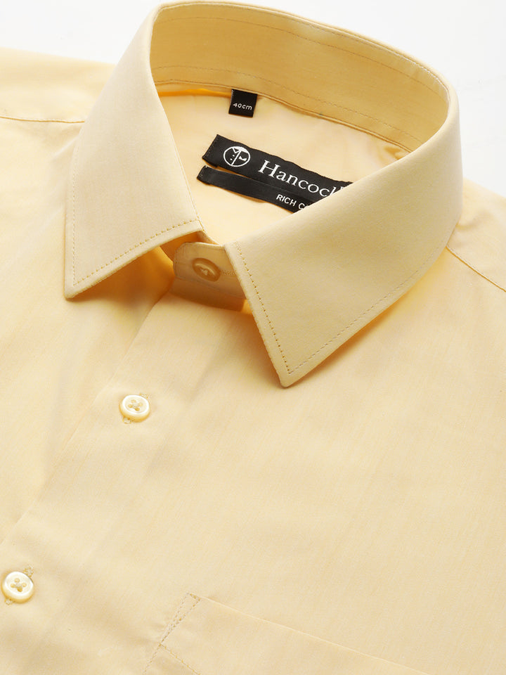 Men Yellow Solid Cotton Rich Slim fit Formal Shirt