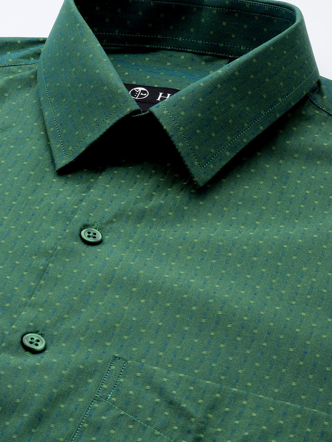 Men Green Solid Pure Cotton Slim fit Formal Shirt