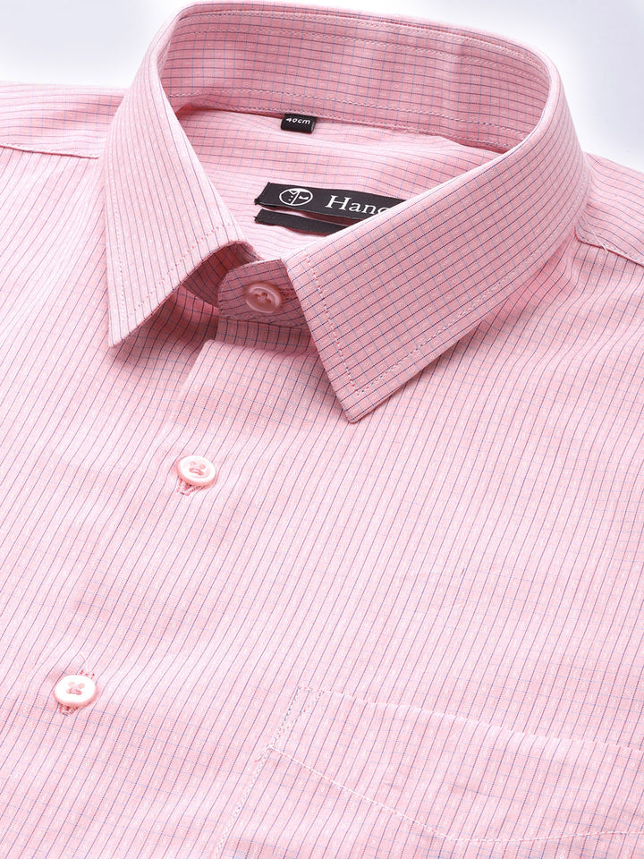 Men Pink Checks Pure Cotton Slim fit Formal Shirt