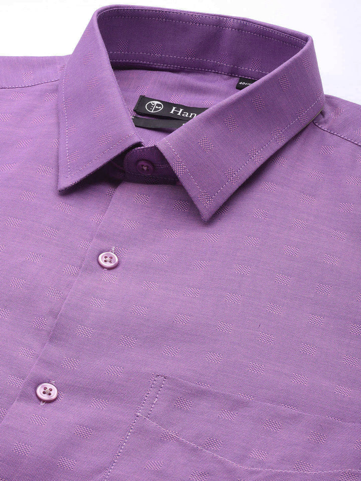 Men Purple Solid Pure Cotton Regular Fit Formal Shirt