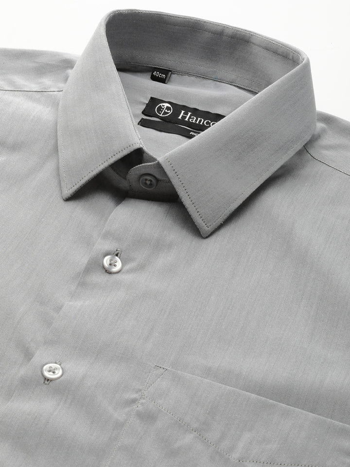 Men Grey Solid Cotton Rich Slim fit Formal Shirt