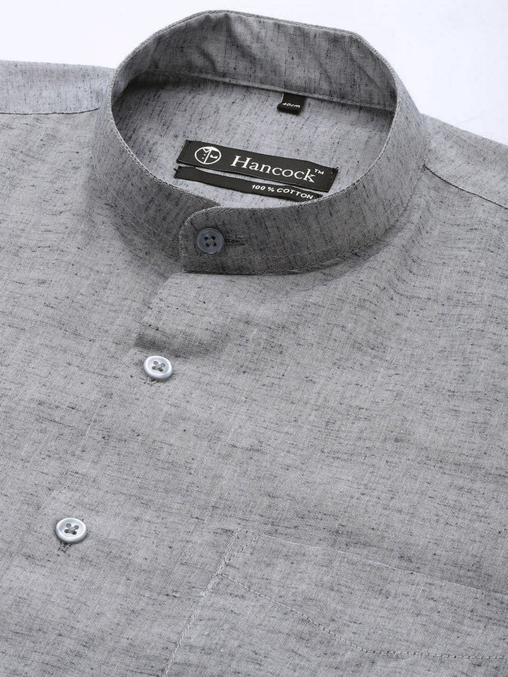 Men Grey Solid Pure Cotton Slim fit Formal Shirt