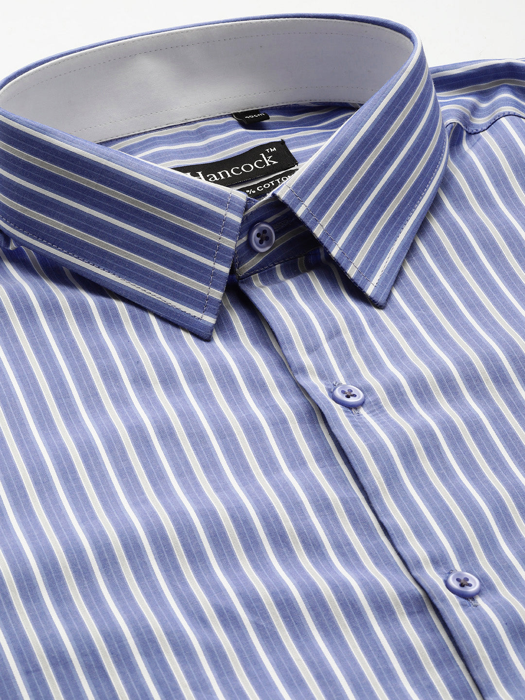 Men Blue Stripes Pure Cotton Slim fit Formal Shirt