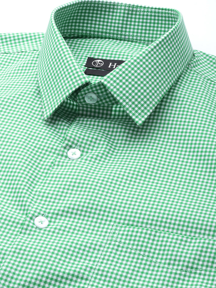 Men Green & white Checks Pure Cotton Slim fit Formal Shirt
