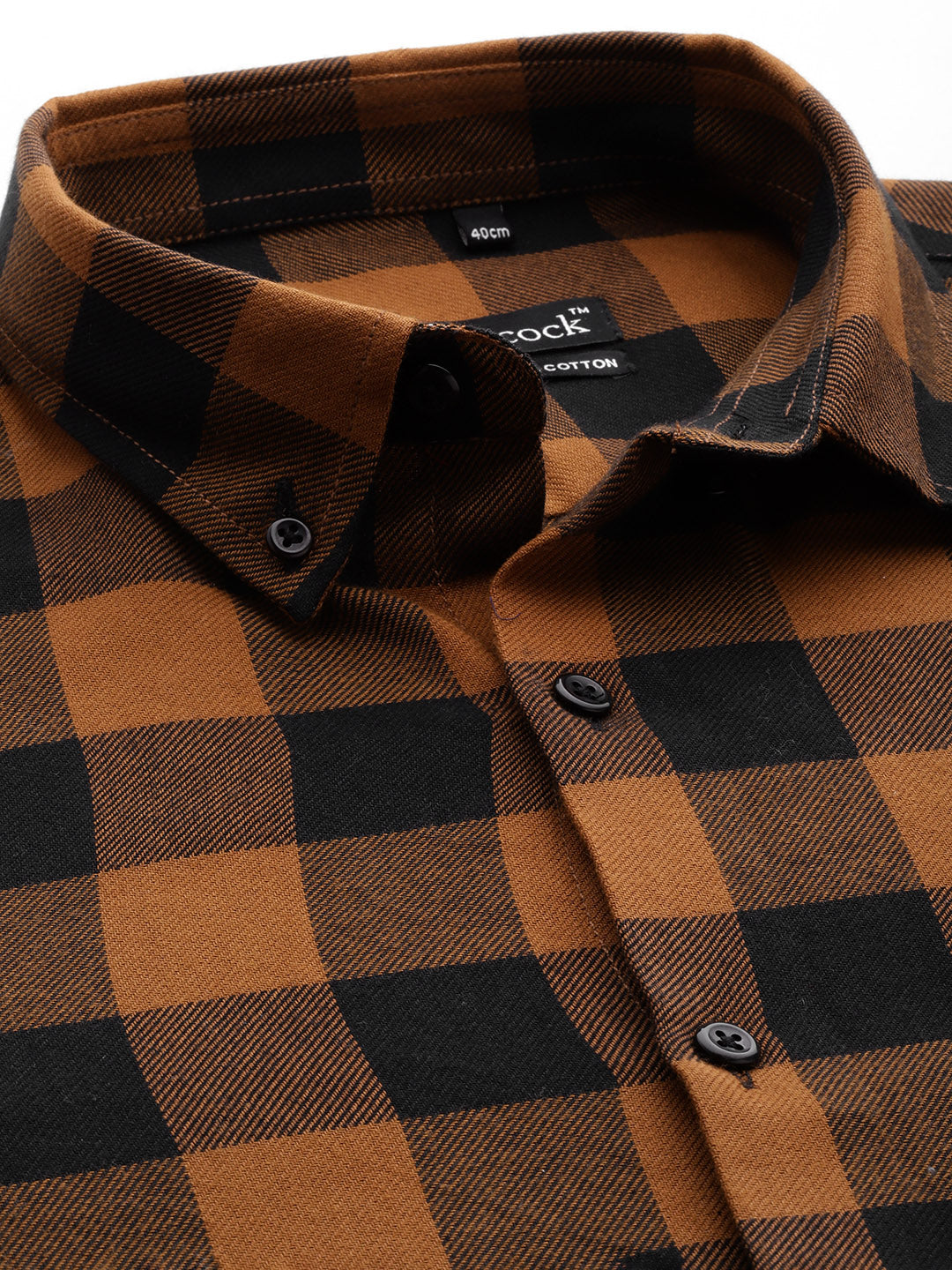 Men Black & Mustard Checks Pure Cotton Slim fit Casual Shirt