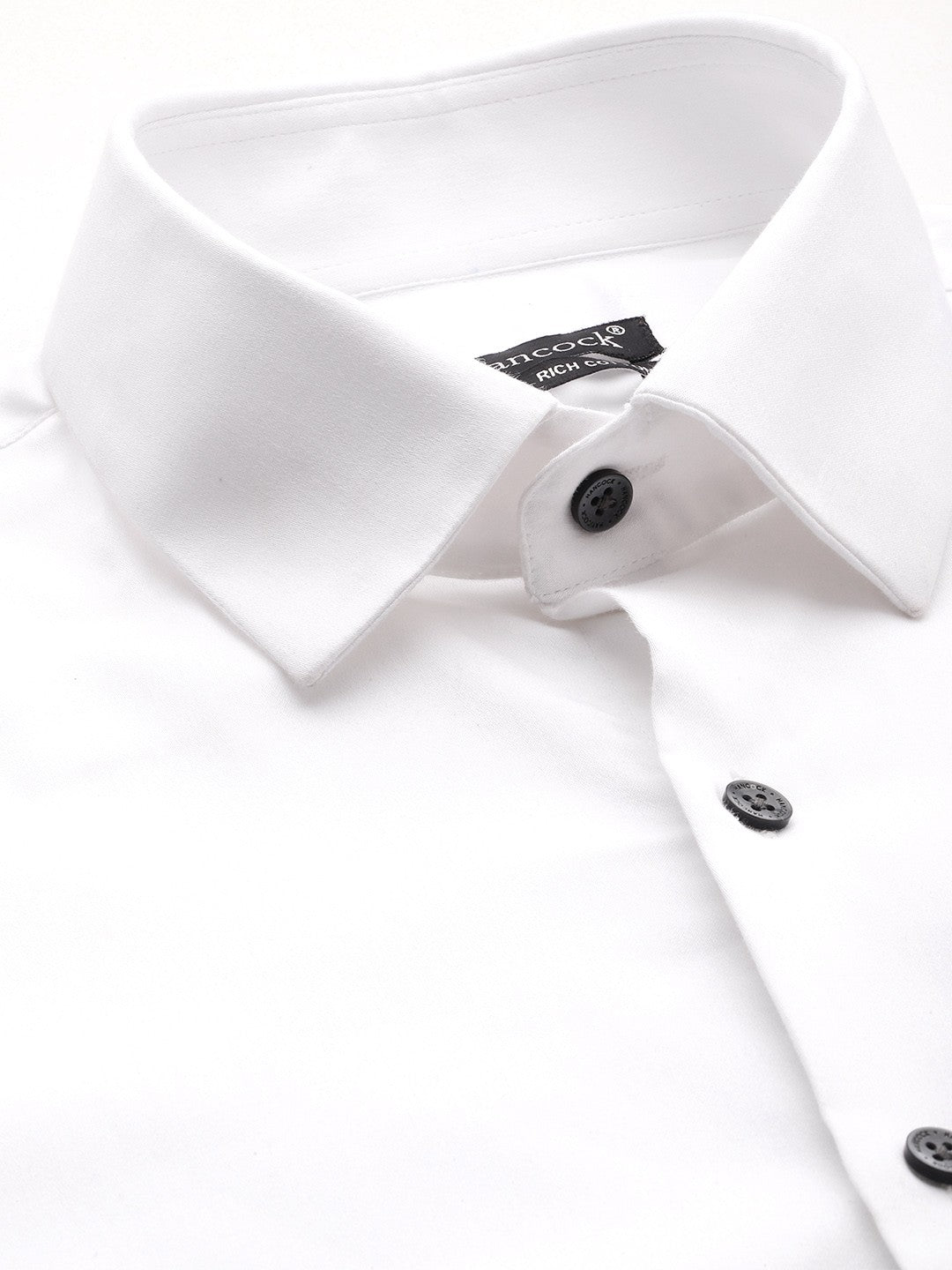 Men White Solid Cotton Elastane Blend Slim Fit Formal Shirt