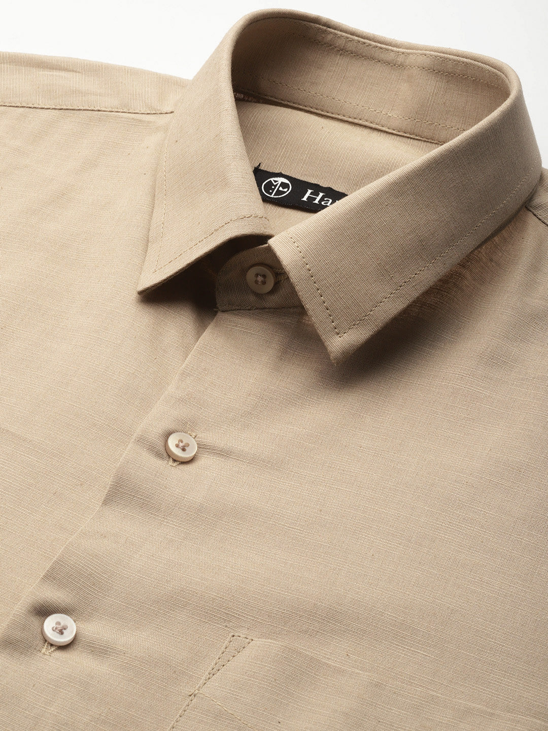 Men Brown Solid Linen Cotton Slim fit Formal Shirt