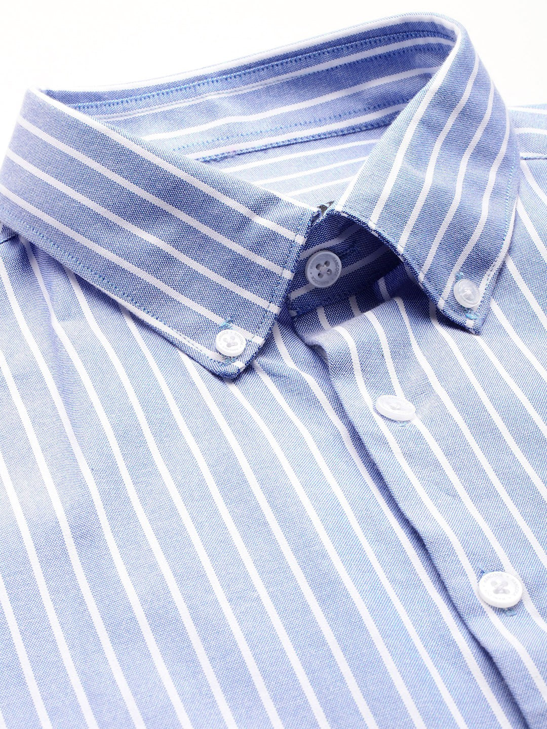 Men Blue Striped Cotton polyster Slim Fit Formal Shirt