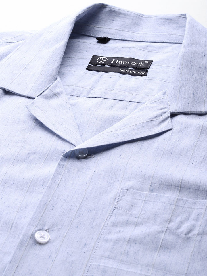 Men Sky blue Striped Pure Cotton Relaxed Fit Formal Shirt