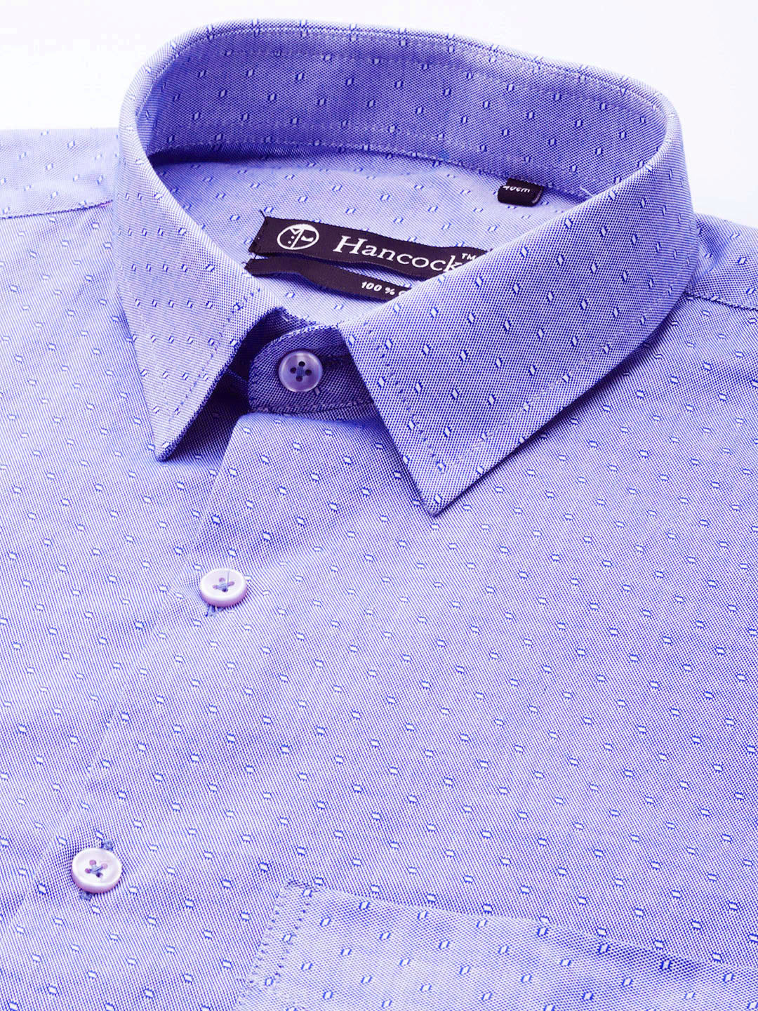 Men Blue Solid Pure Cotton Regular Fit Formal Shirt