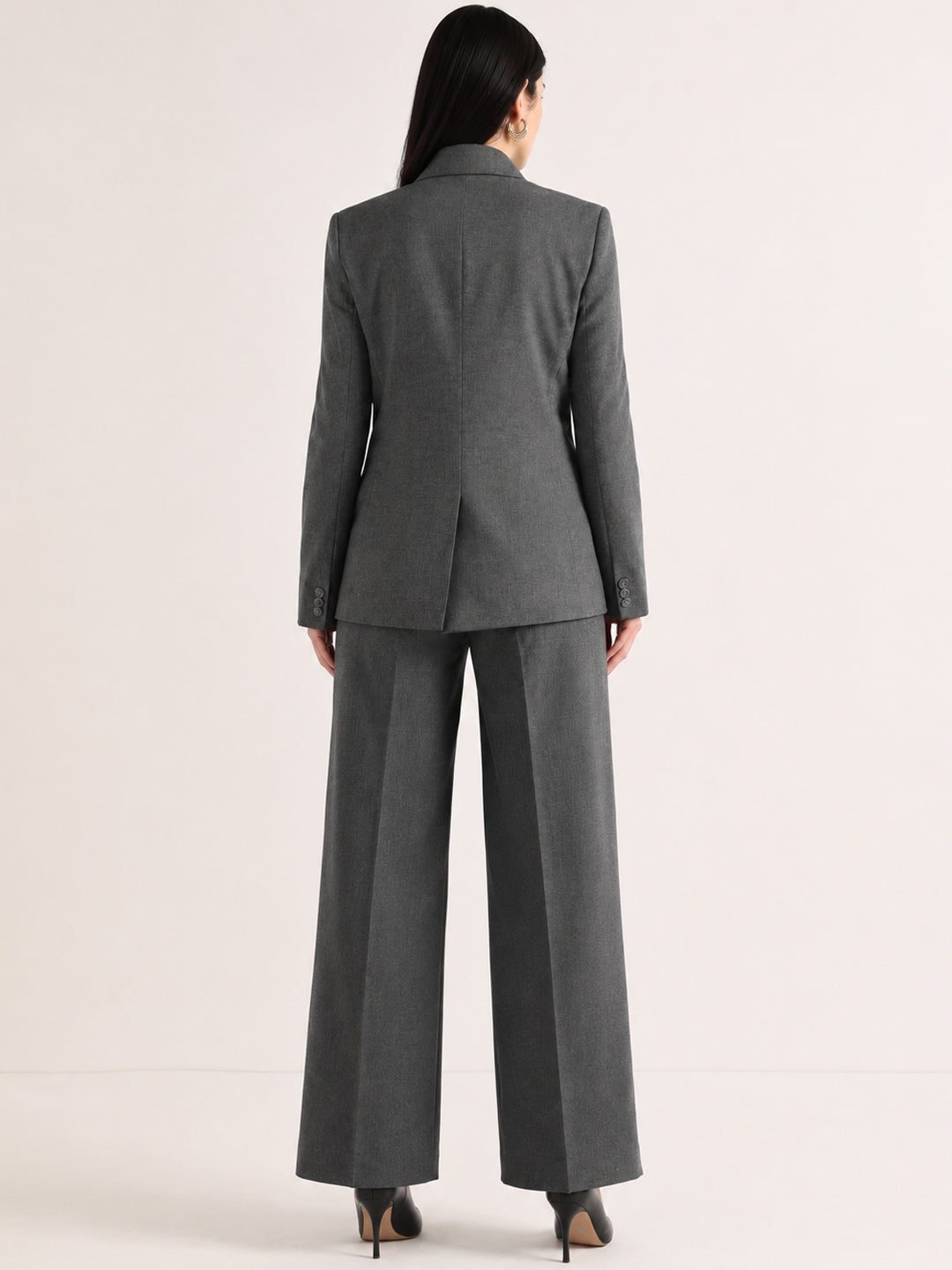 Hancock   Women   Dark Grey   Solids   Viscose Rayon   Slim Fit   Formal   Suit Set