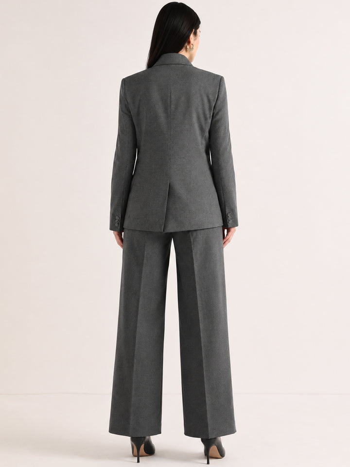 Hancock   Women   Dark Grey   Solids   Viscose Rayon   Slim Fit   Formal   Suit Set