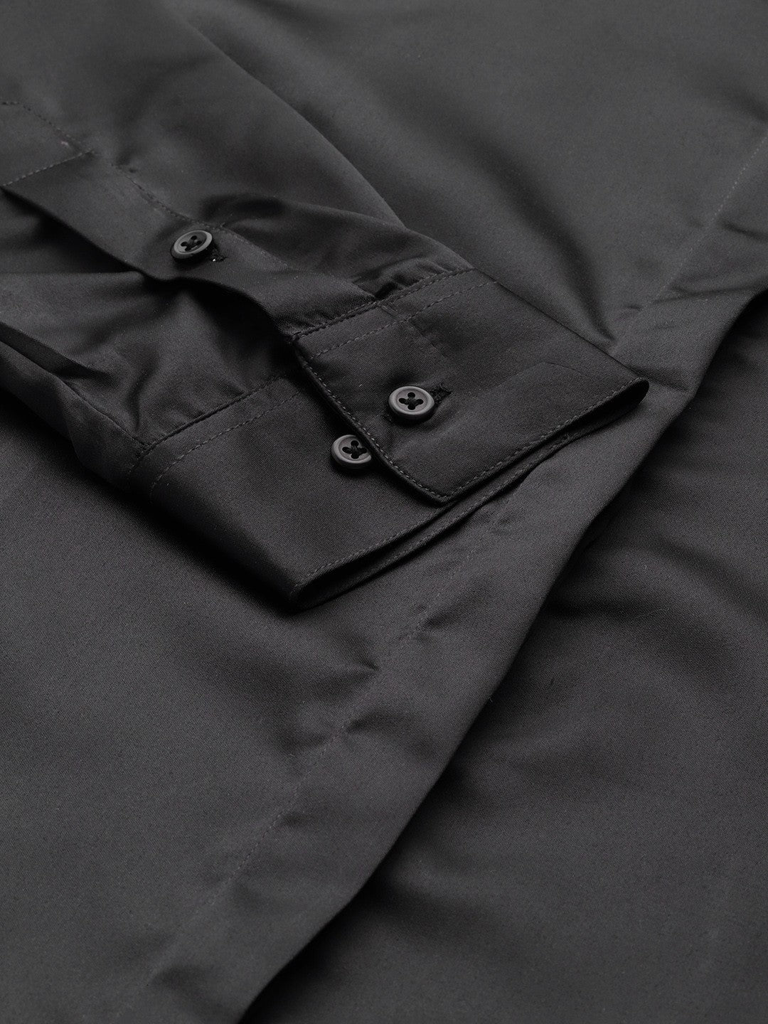 Women Black Solid Satin Formal Shirt