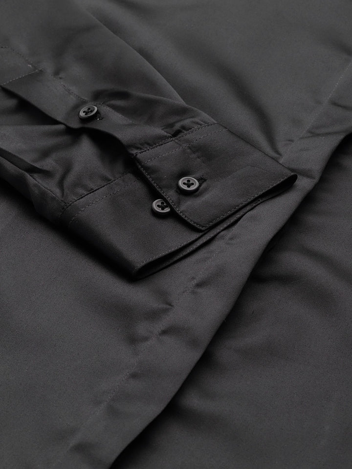 Women Black Solid Satin Formal Shirt