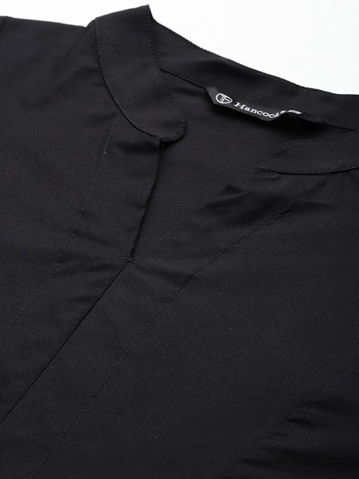 Women Black Solid Pure Cotton Regular Fit Casual Top