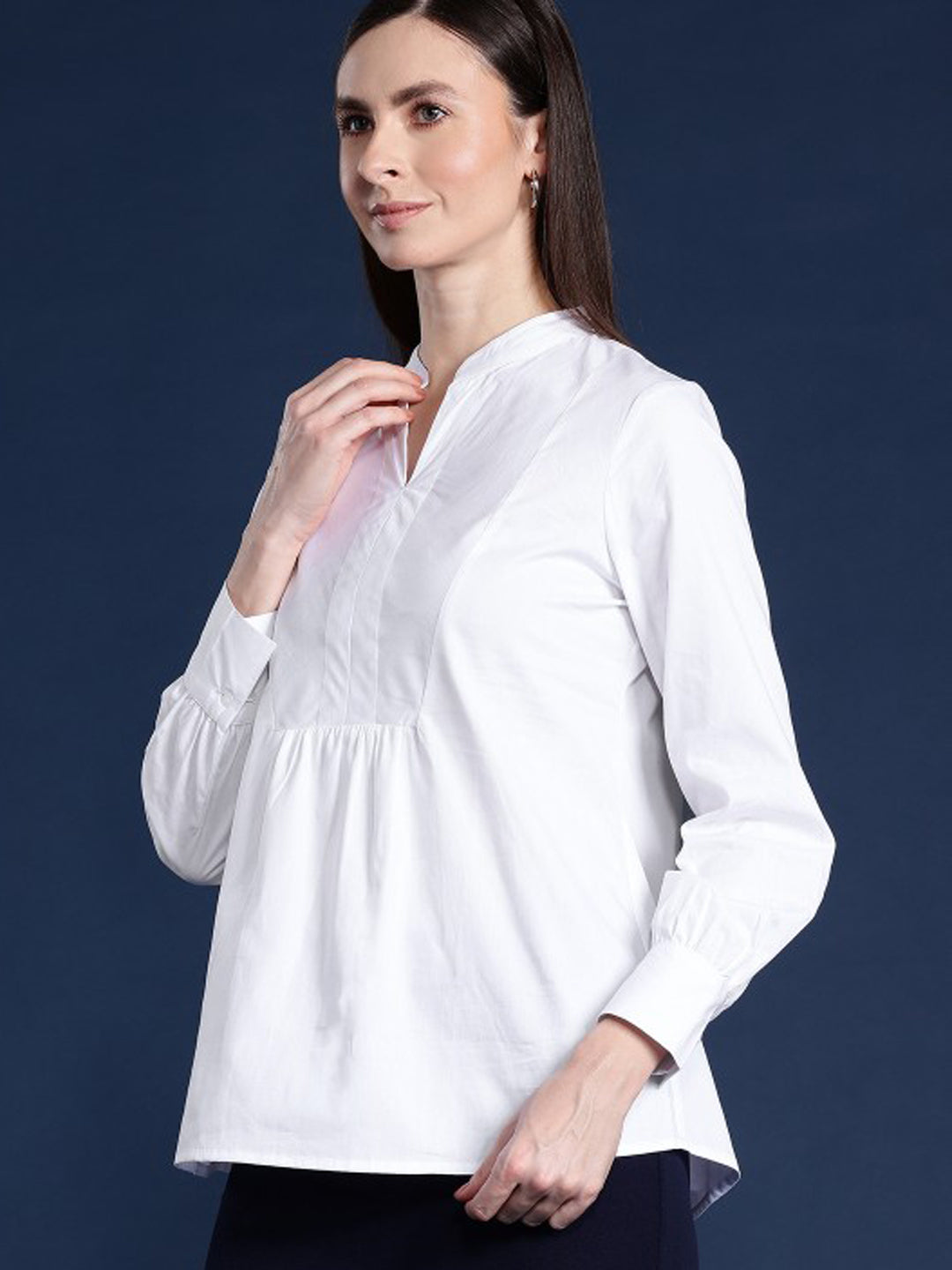 Women White Solid Pure Cotton Regular Fit Casual Top