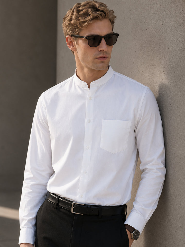 Men White Solids Pure Cotton Slim Fit Formal Shirt