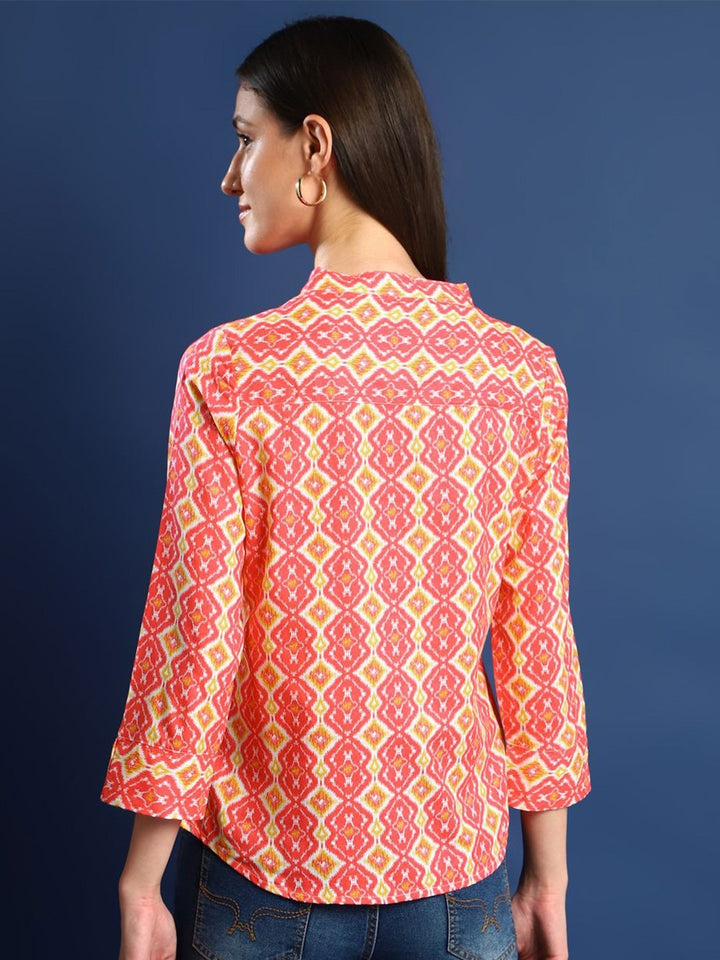 Hancock Women Pink Printed Pure Cotton Regular Fit Casual Top