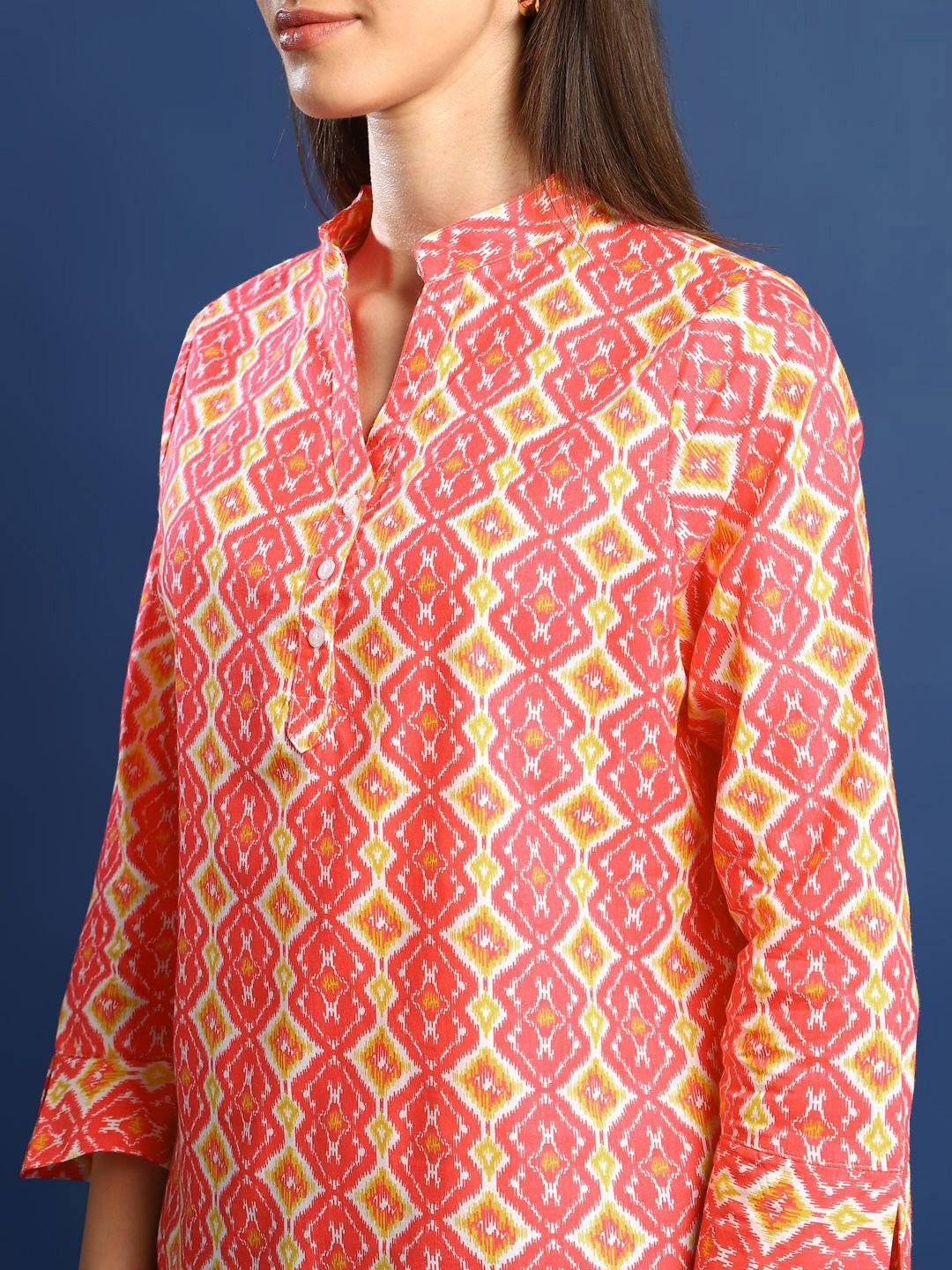 Hancock Women Pink Printed Pure Cotton Regular Fit Casual Top