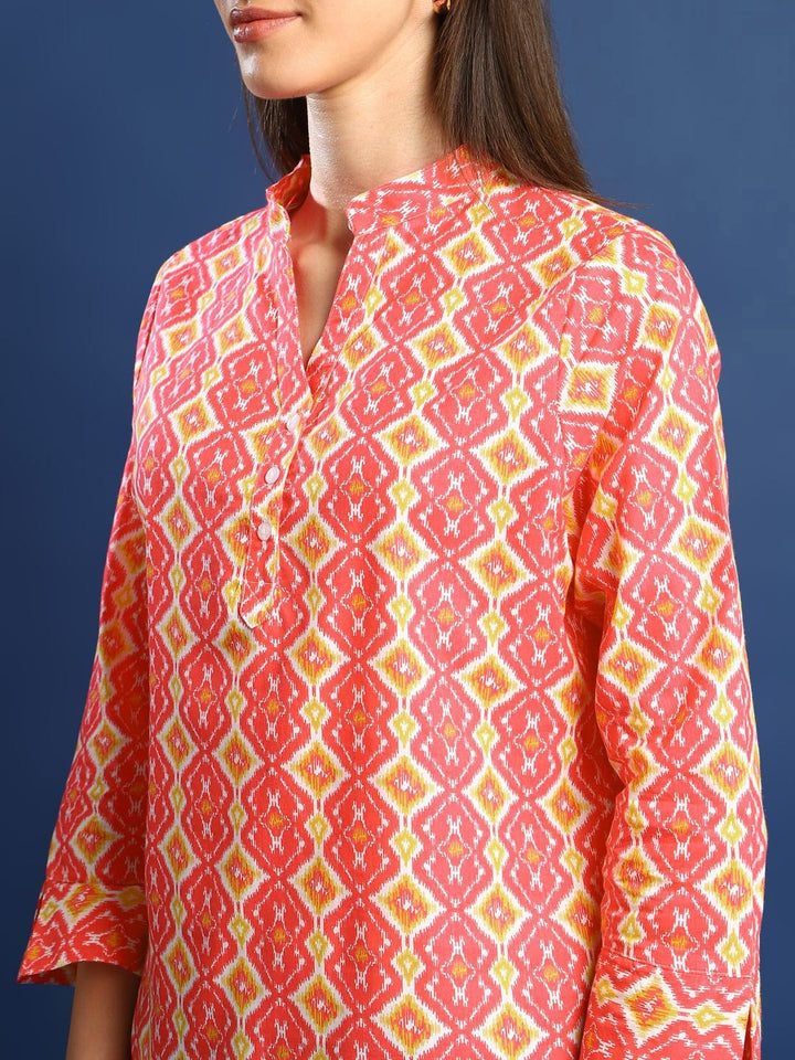 Hancock Women Pink Printed Pure Cotton Regular Fit Casual Top