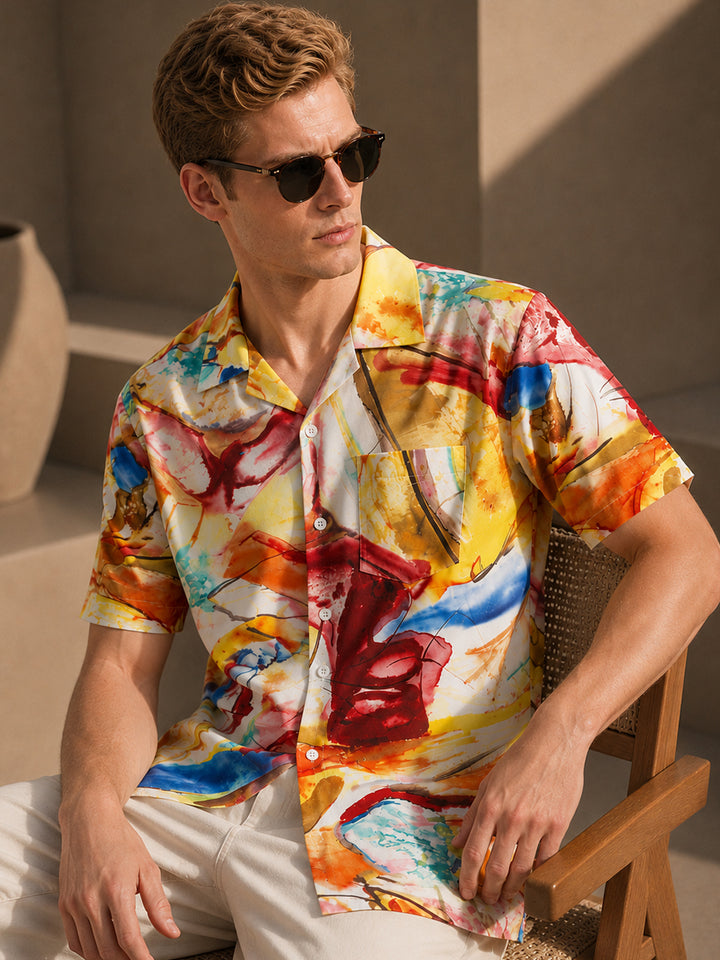 Men Multi Abstract Cotton Relaxed Fit Casual Shirt