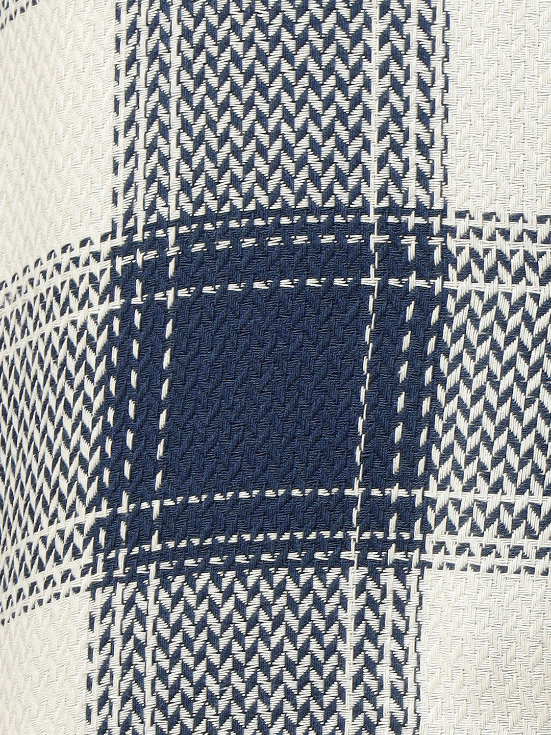 Hancock Men Cream & Navy Blue Check Pure Cotton Relaxed Fit Night Wear Night Suit