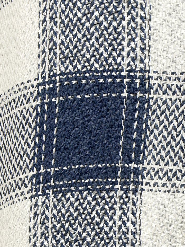 Hancock Men Cream & Navy Blue Check Pure Cotton Relaxed Fit Night Wear Night Suit