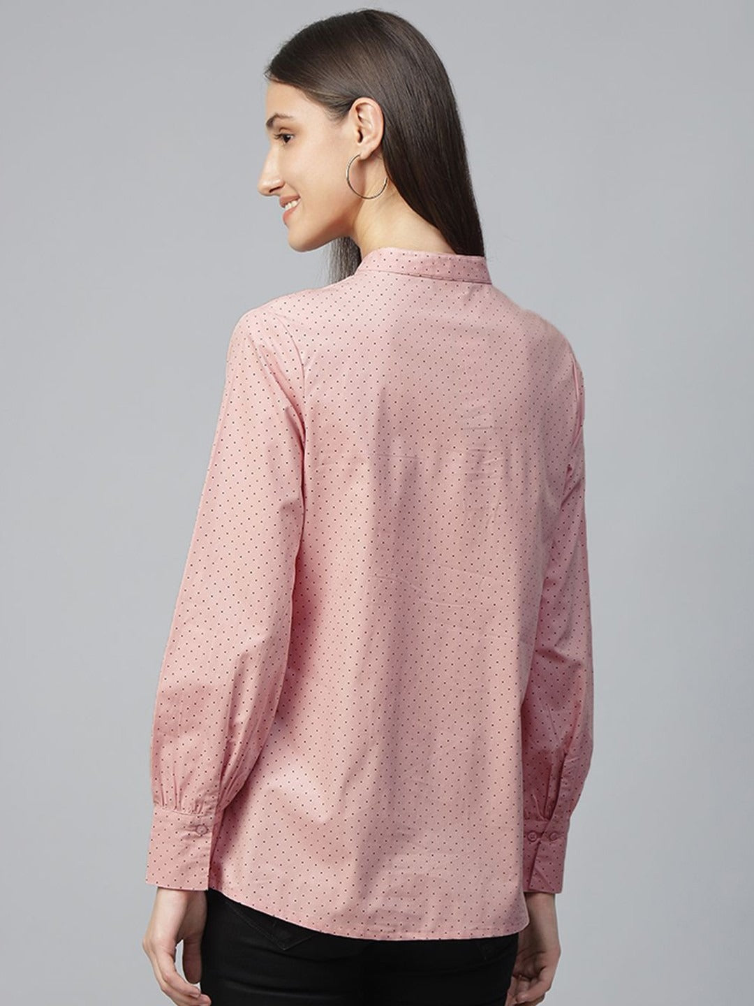 Hancock Women Pink Printed Pure Cotton Regular Fit Formal Top