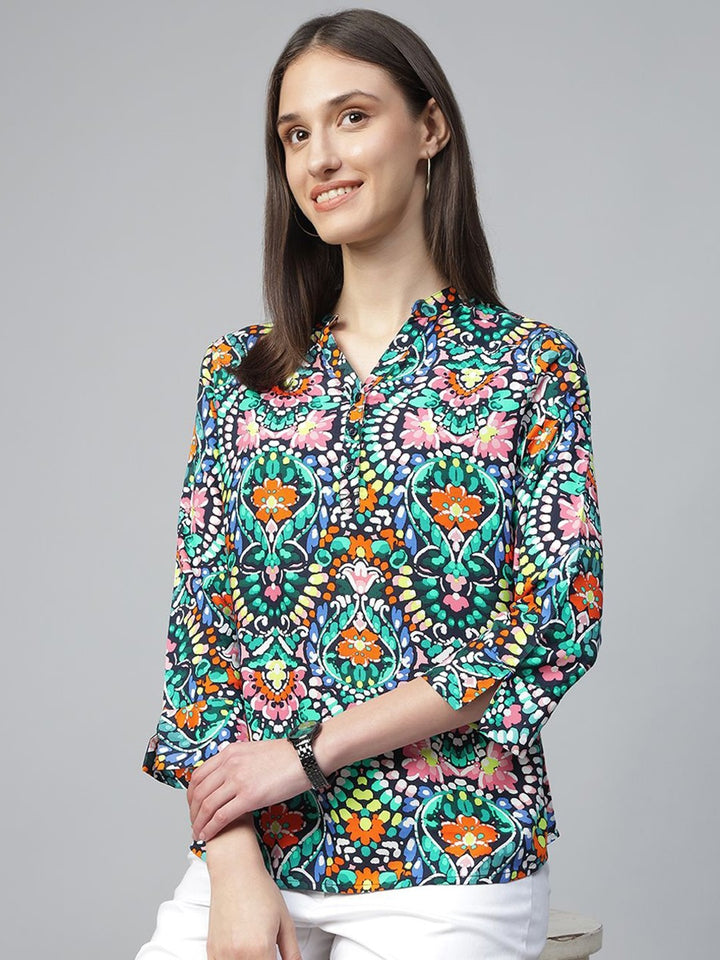 Hancock Women Multi Printed Viscose Rayon Regular Fit Formal Top