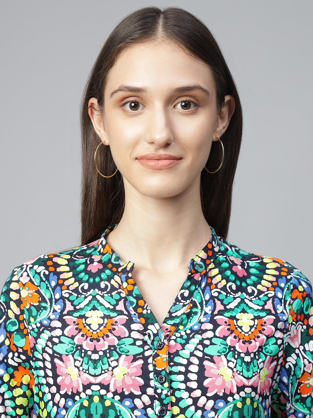 Hancock Women Multi Printed Viscose Rayon Regular Fit Formal Top