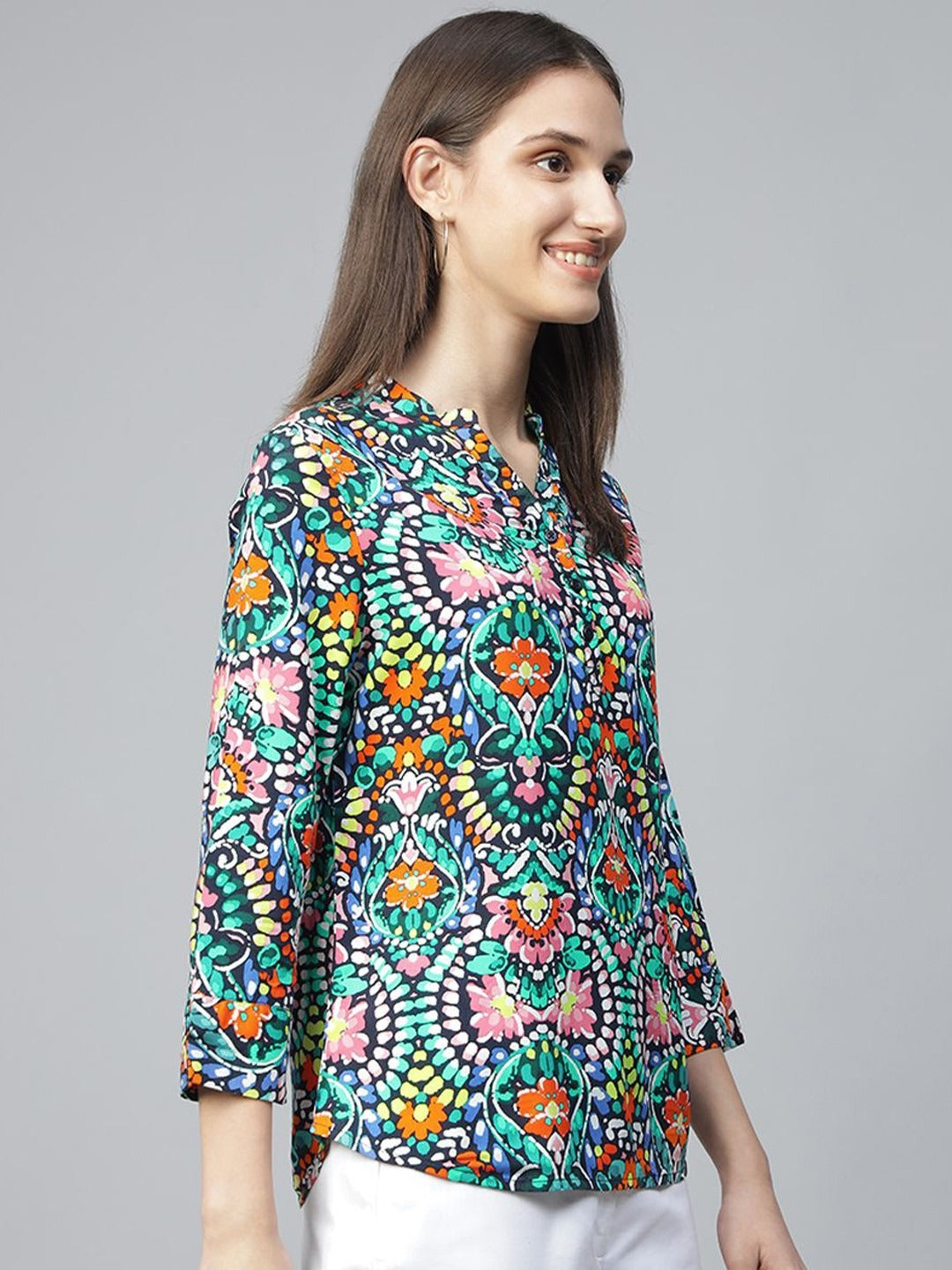 Hancock Women Multi Printed Viscose Rayon Regular Fit Formal Top