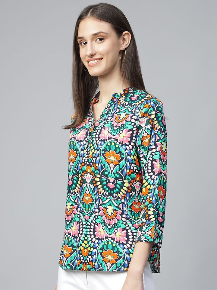 Hancock Women Multi Printed Viscose Rayon Regular Fit Formal Top
