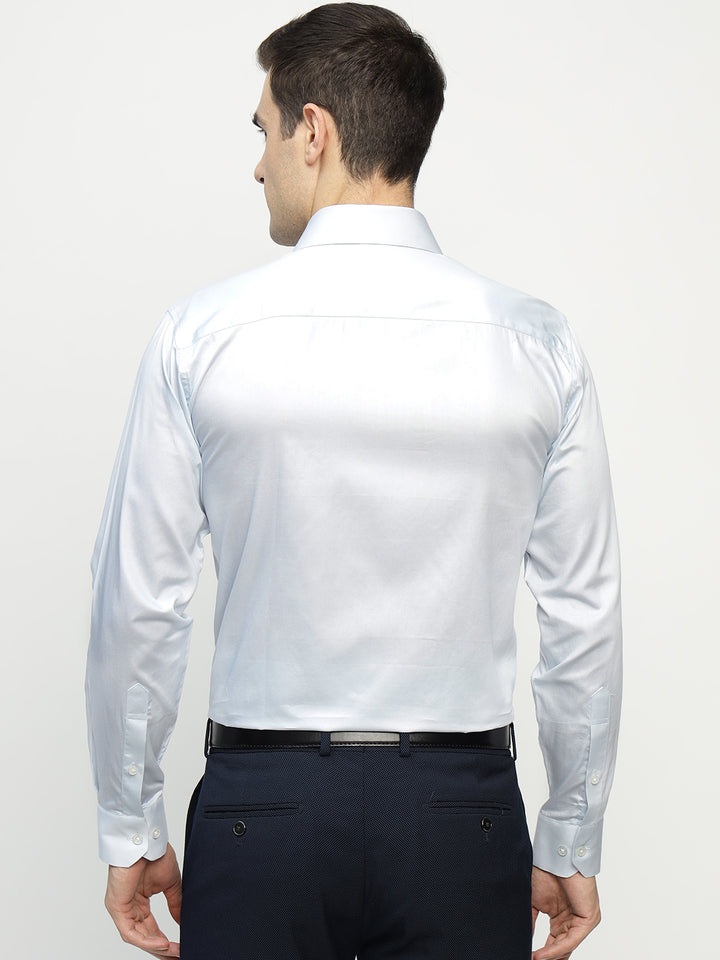 Hancock Men Blue Printed Pure Cotton Slim Fit Party Shirt