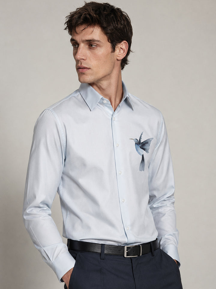 Men Blue Printed Pure Cotton Slim Fit Party Shirt