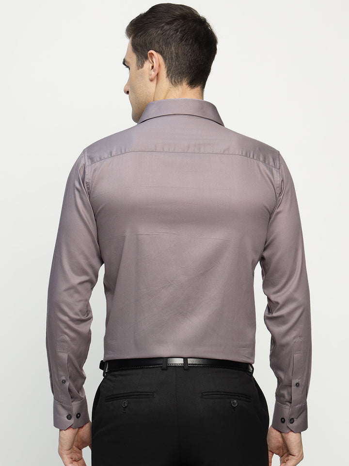 Hancock Men Mauve Printed Pure Cotton Slim Fit Party Shirt