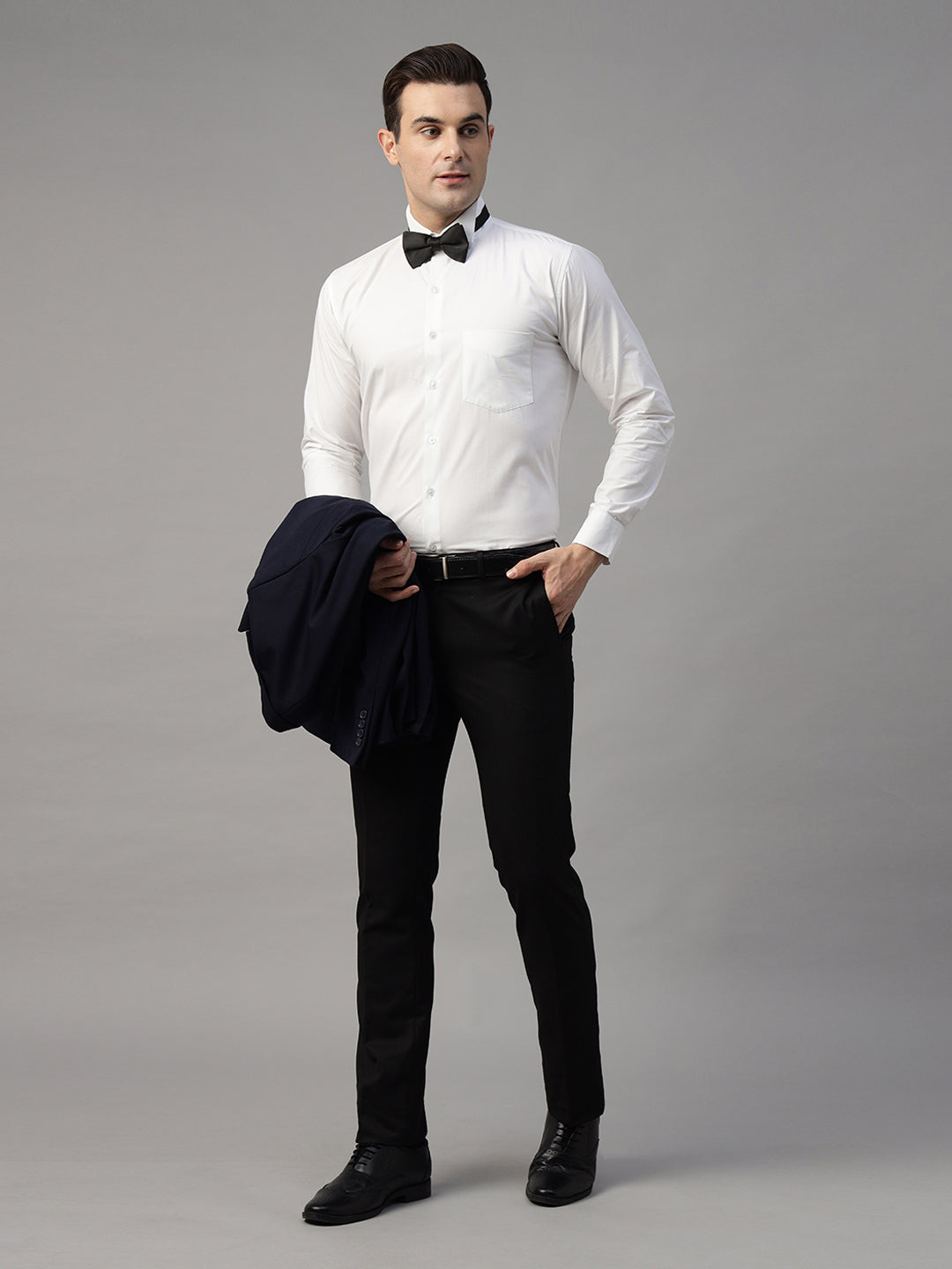 Hancock Men White Solid Pure Cotton Slim Fit Party Shirt