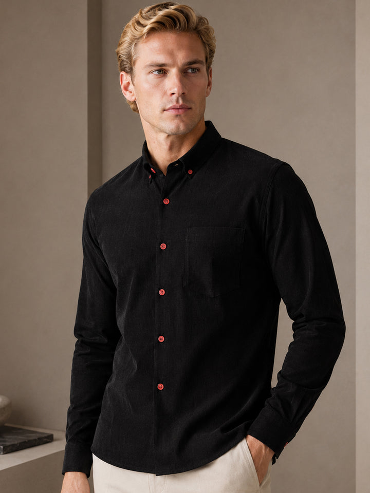 Men Black Solid Pure Cotton Slim Fit Casual Shirt