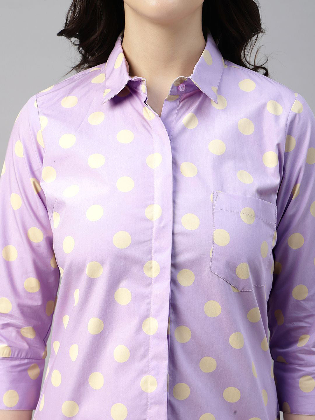 Hancock Women Lavender Printed Pure Cotton Regular Fit Formal Dress