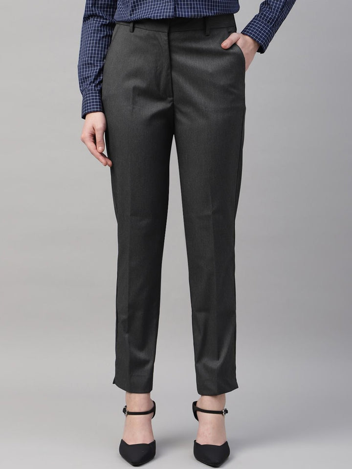 Women Dgrey Solid Polyester Viscose & Elastane Slim Fit Formal Trouser