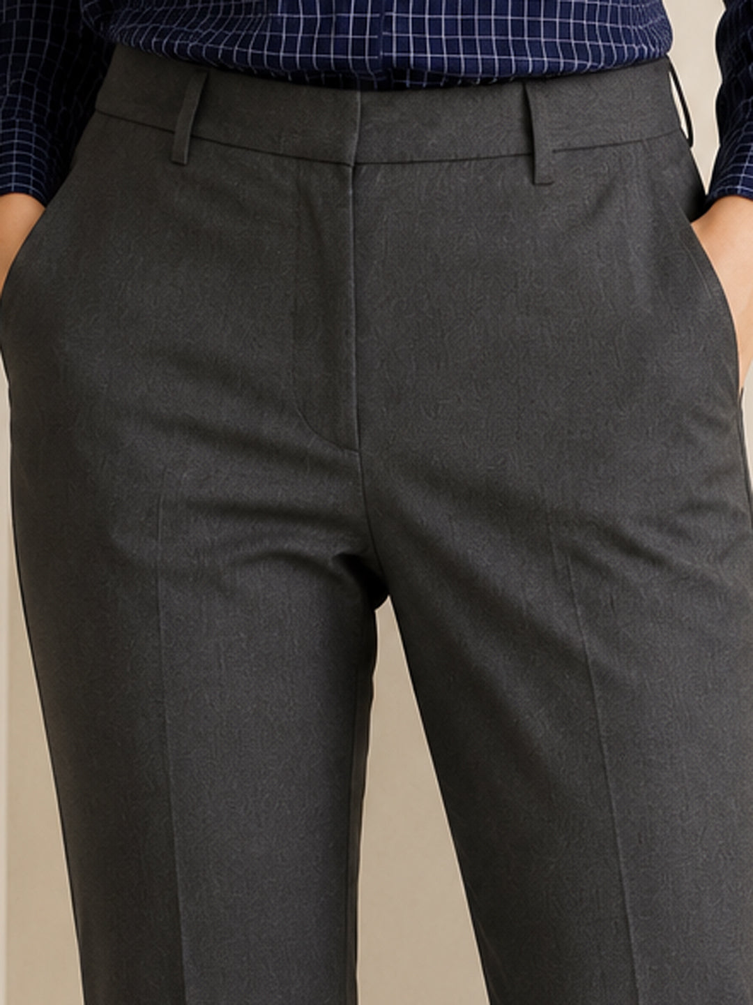 Women Dgrey Solid Polyester Viscose & Elastane Slim Fit Formal Trouser