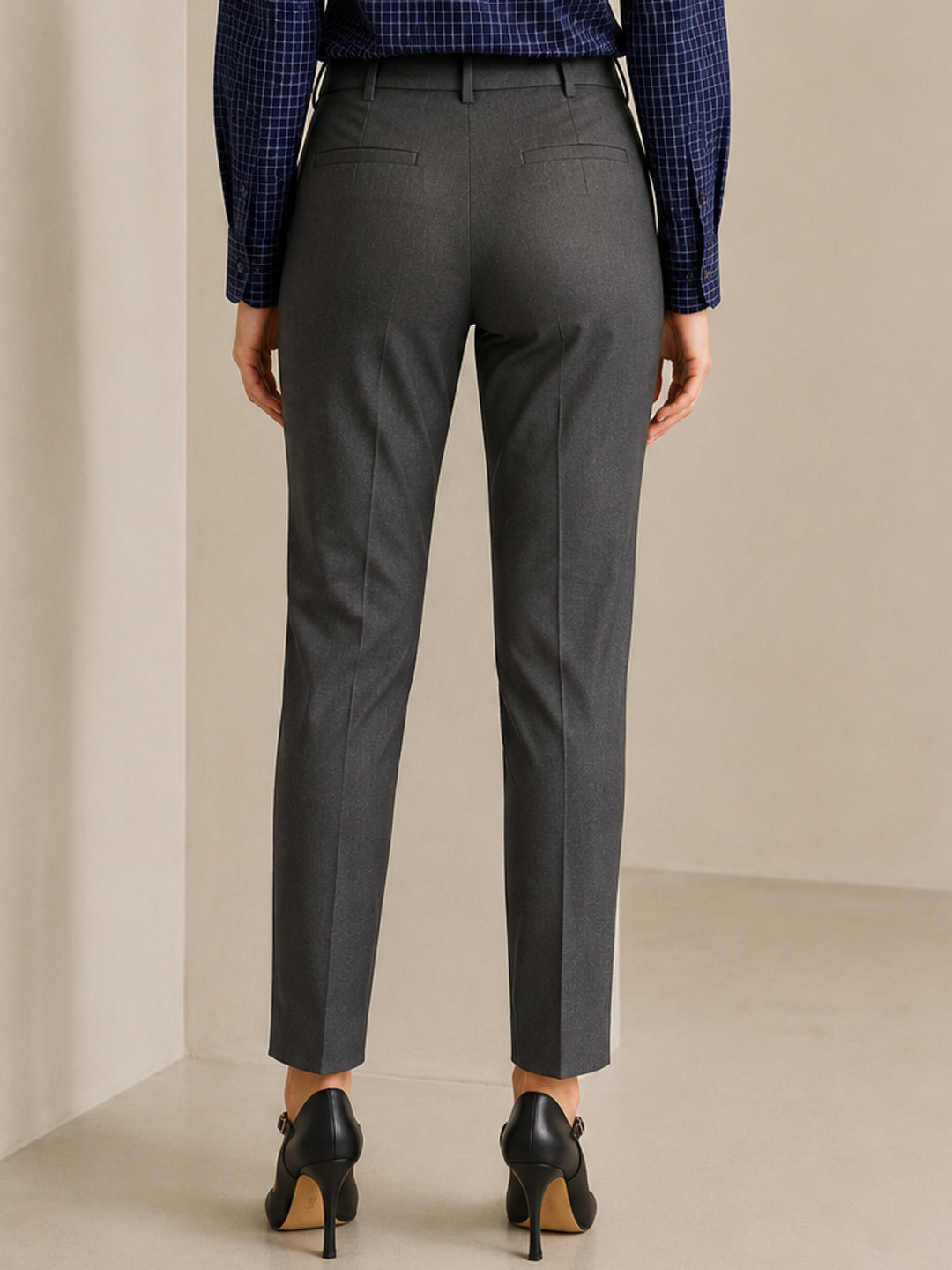 Women Dgrey Solid Polyester Viscose & Elastane Slim Fit Formal Trouser