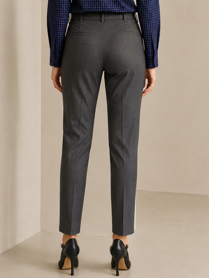 Women Dgrey Solid Polyester Viscose & Elastane Slim Fit Formal Trouser