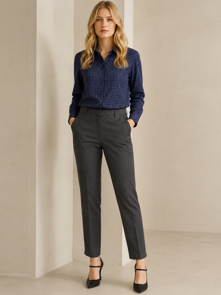 Women Dgrey Solid Polyester Viscose & Elastane Slim Fit Formal Trouser