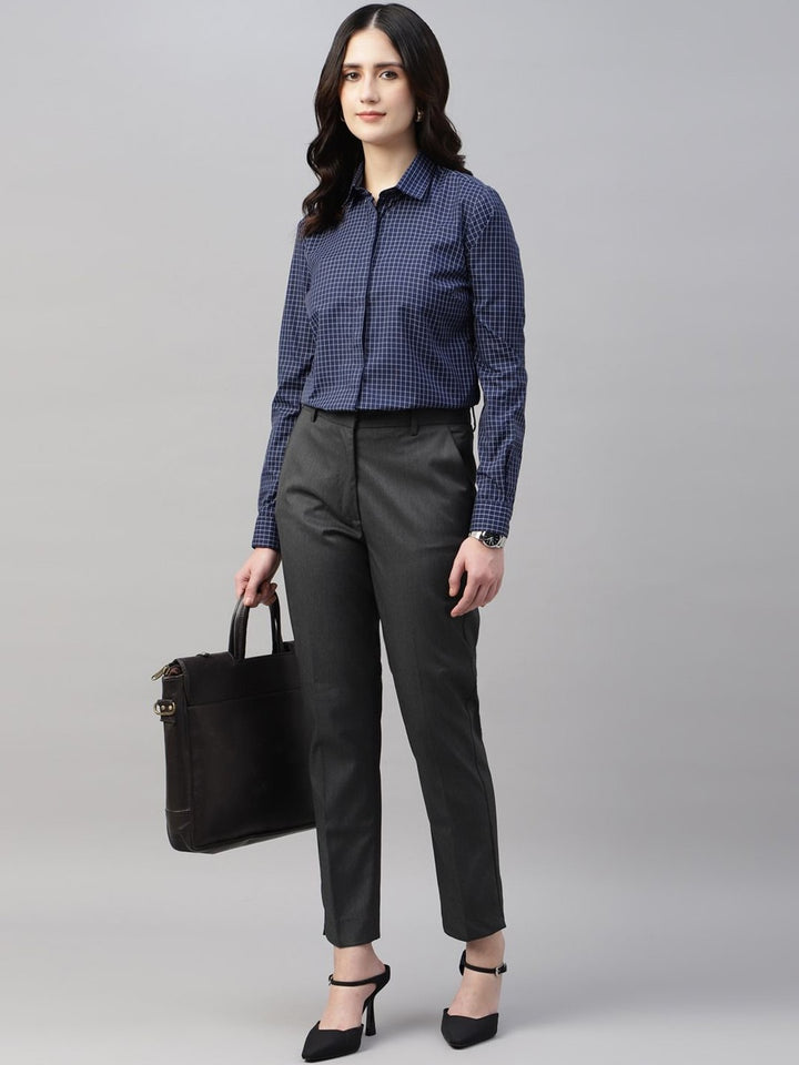 Women Dgrey Solid Polyester Viscose & Elastane Slim Fit Formal Trouser